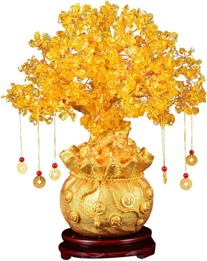 Crystal Money Tree Feng Shui Bonsai for Fortune Money Good Luck Reiki Wealth Prosperity and Success Citrine Gemstone Tree for DIY Home Feng Shui Decorations 19cm1