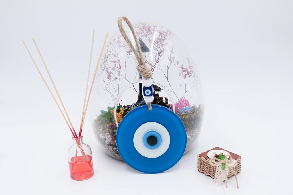 EED Evil Eye Decor Colourful Evil Eye Hanging Ornament Decoration Amulet Design for Abundance Good Luck and Blessings Pendant Spiritual Decoration for Car Home Wall Office (Navy Blue)