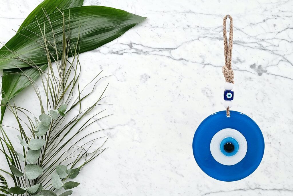 EED Evil Eye Decor Colourful Evil Eye Hanging Ornament Decoration Amulet Design for Abundance Good Luck and Blessings Pendant Spiritual Decoration for Car Home Wall Office (Navy Blue)