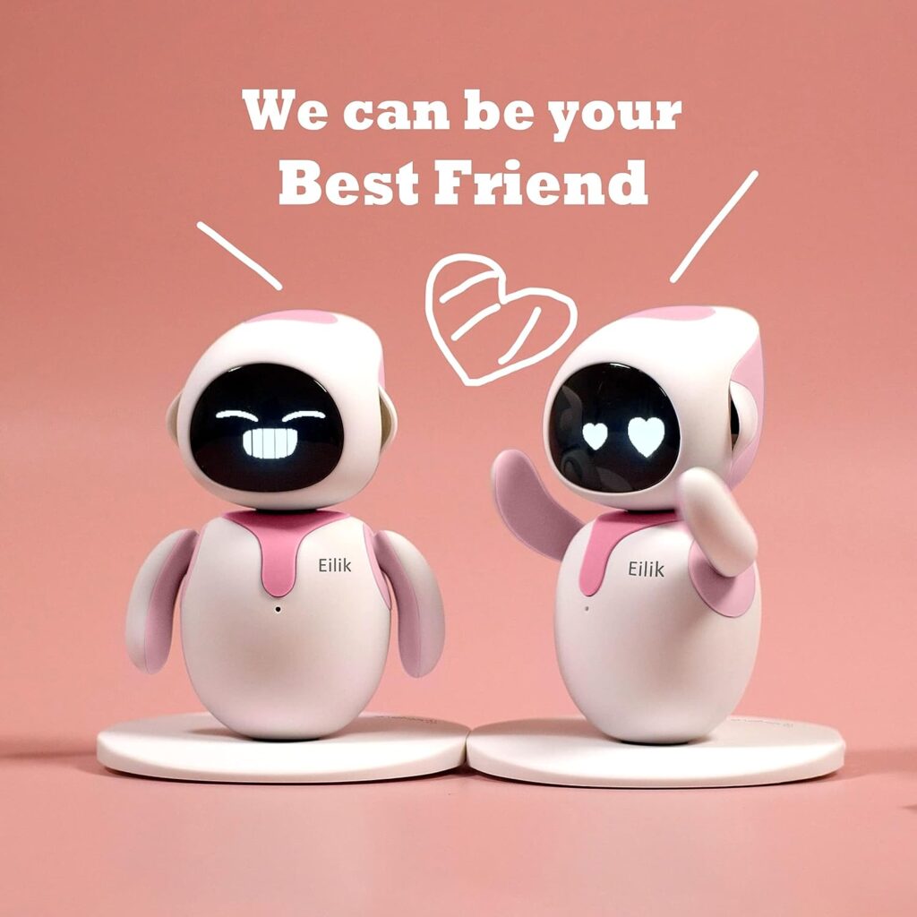 Eilik - an Electronic Cute Robot Pets Toys with Intelligent and Interactive | Abundant Emotions, Idle Animations, Mini-Games | Desk Decoration, Unique, Companion for Kids, Girls  Boys