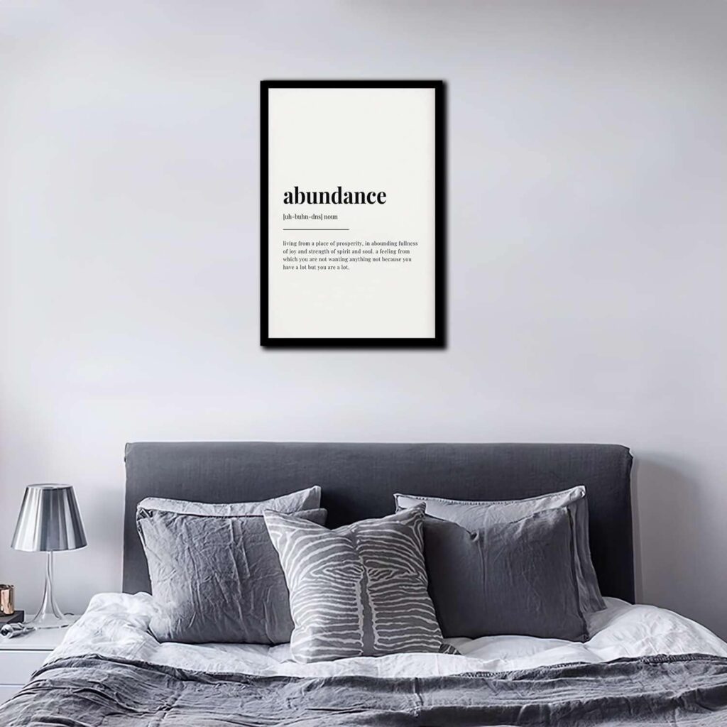 sxjywb ABUNDANCE DEFINITION PRINT Wall Art Print Abundance Print Definition Print Quote Print Canvas Wall Art for Bedroom Home Decorations 08x12inch-Black Metal Framed