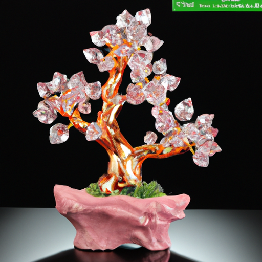 VOVOV Feng Shui Pale Gold Crystal Money Tree Bonsai Style Decoration for Wealth and Luck