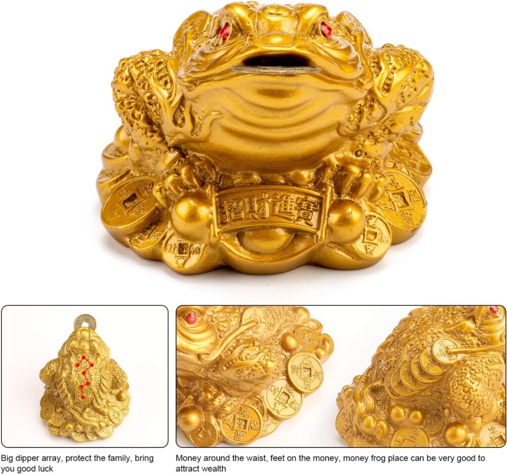 Wschic Feng Shui Money Frog, Lucky Money Toad Decorations,Ideal for Attracting Wealth