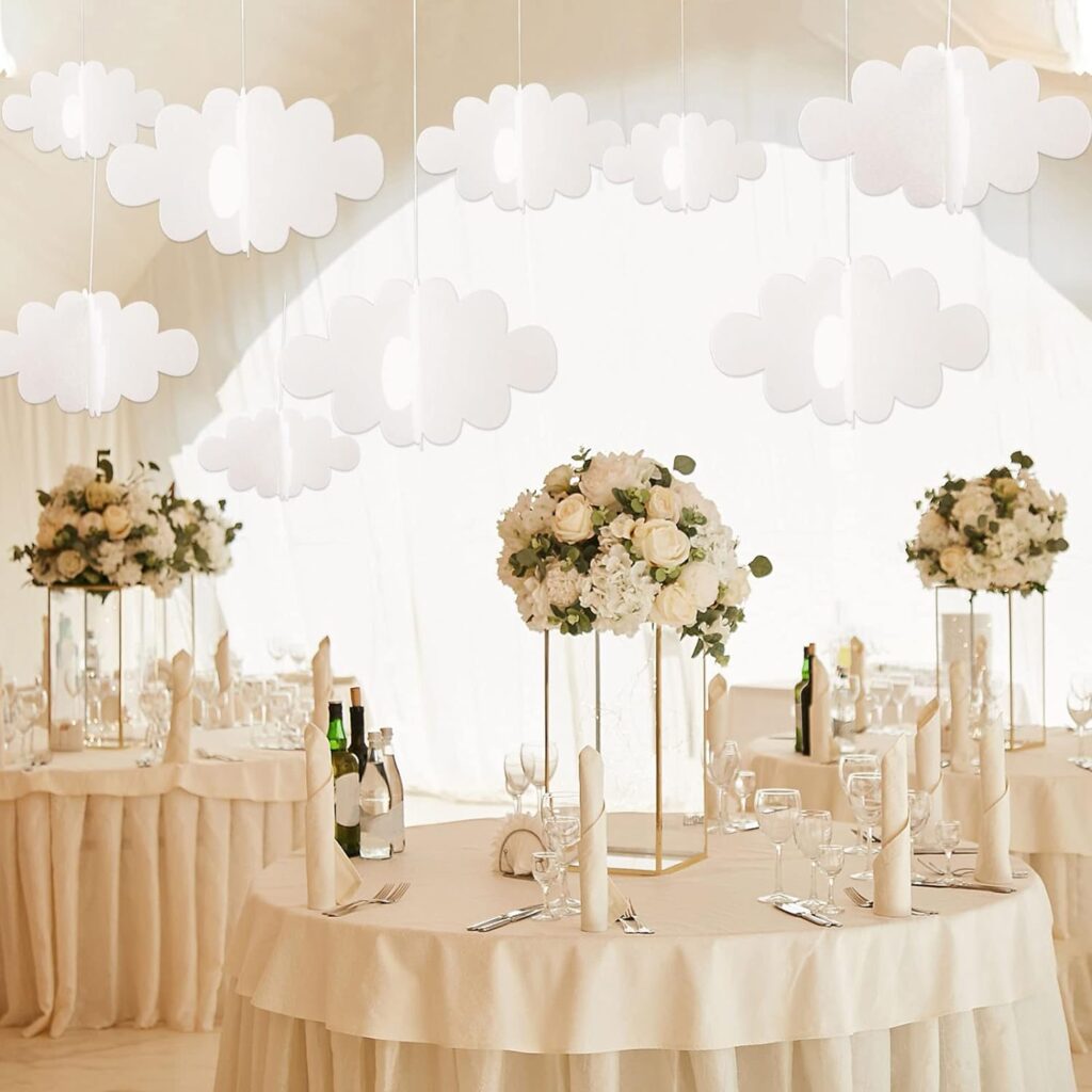 16 Pcs 3D Cloud Decorations Hanging Clouds for Ceiling Artificial Clouds Props Fake Cloud Ornaments Wall Decor Clouds Imitation Decorations Baby Shower Ceiling Party Nursery Children Room Art Wedding