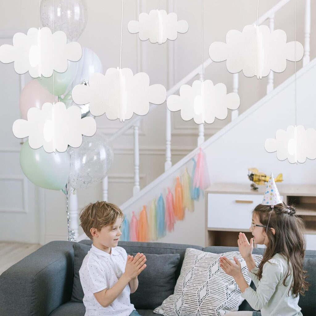 16 Pcs 3D Cloud Decorations Hanging Clouds for Ceiling Artificial Clouds Props Fake Cloud Ornaments Wall Decor Clouds Imitation Decorations Baby Shower Ceiling Party Nursery Children Room Art Wedding