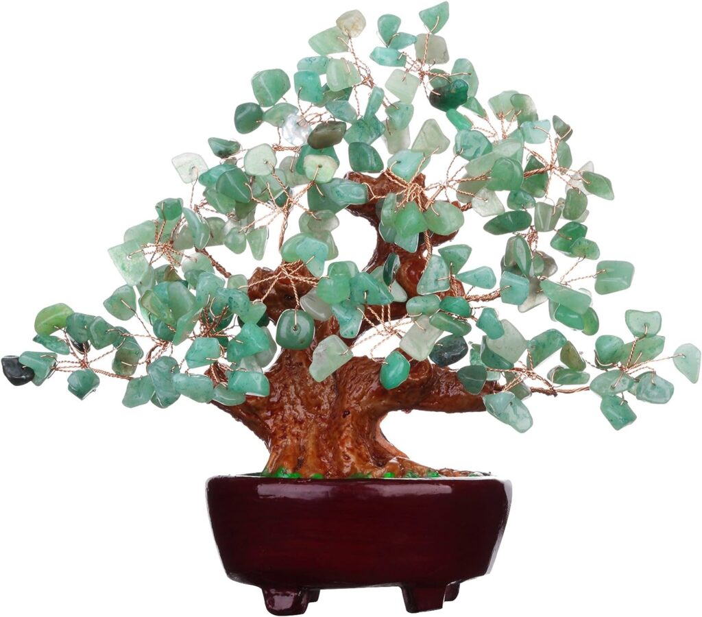 Parma77 Aventurine Quartz Crystal Tree, Green Healing Crystals Gemstones Bonsai Money Tree, Green Room Decor Office Desk Decor for Women, Feng Shui Decor Spiritual Gifts for Women